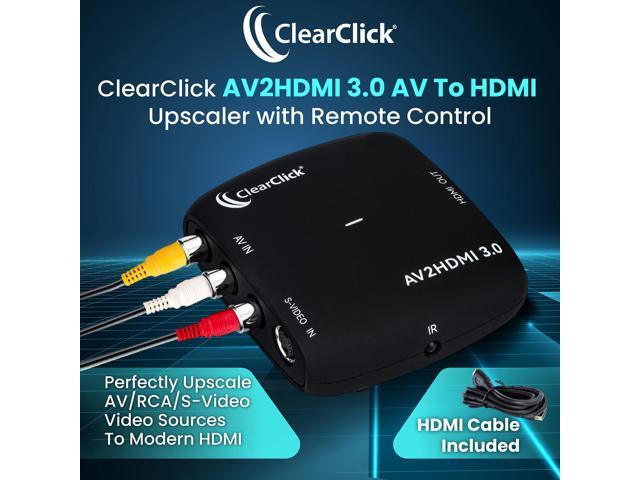 ClearClick AV To HDMI Converter 3.0 (Third Generation) - 1080P RCA or S-Video to HDMI Upscaler - With Remote Control for Image Adjustment - VHS,...