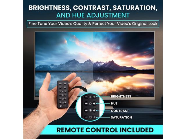 ClearClick AV To HDMI Converter 3.0 (Third Generation) - 1080P RCA or S-Video to HDMI Upscaler - With Remote Control for Image Adjustment - VHS,...