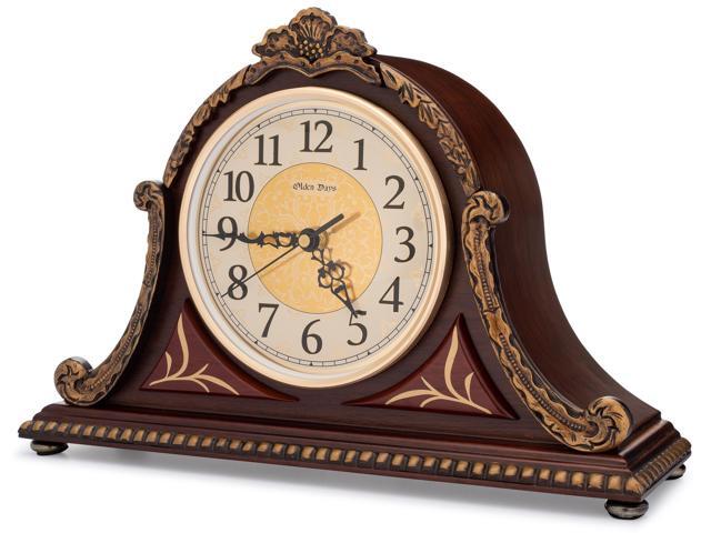 Olden Days Mantel Clock with Real Wood, 4 Chime Options, Antique Vintage Design