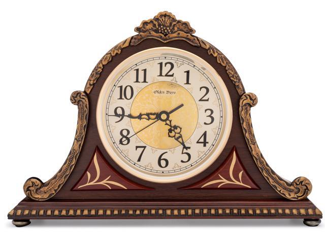 Olden Days Mantel Clock with Real Wood, 4 Chime Options, Antique Vintage Design