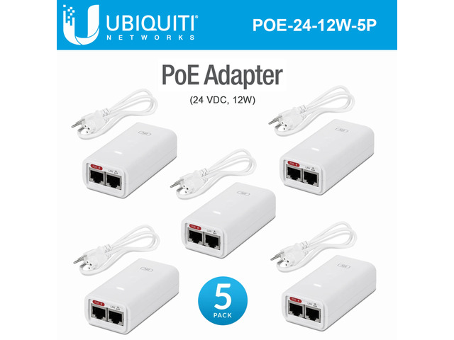 Ubiquiti Networks POE-24-12W-5P - 24V DC 0.5A 12W - Power Over Ethernet Replacement PoE Adapter (5-pack)