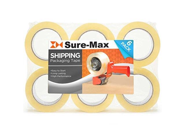 Sure-Max Premium Carton Packing Tape 1.8 mil 330 Feet (110 yards) - Clear - 6 Rolls