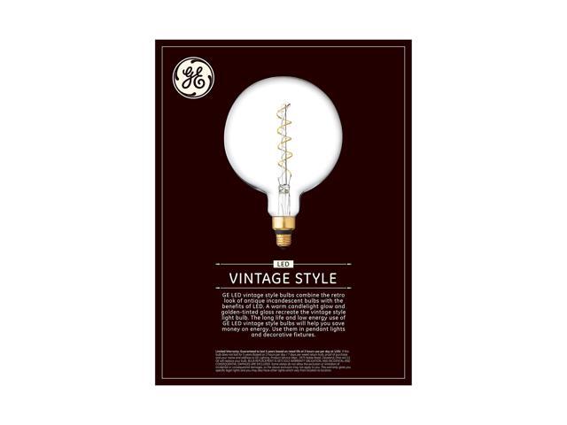(2 bulbs) GE Vintage Globe LED Light Bulb, Meandering Spiral filament, G63, Clear Glass LED Edison Bulb, 6.5-Watt (40 Watt Replacement) Dimmable,...