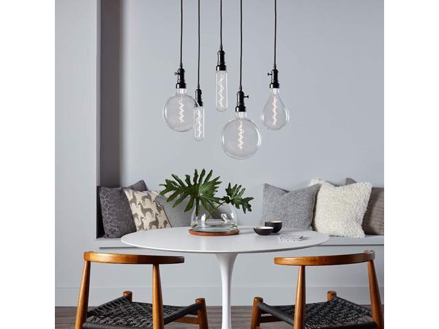 (2 bulbs) GE Vintage Globe LED Light Bulb, Meandering Spiral filament, G63, Clear Glass LED Edison Bulb, 6.5-Watt (40 Watt Replacement) Dimmable,...
