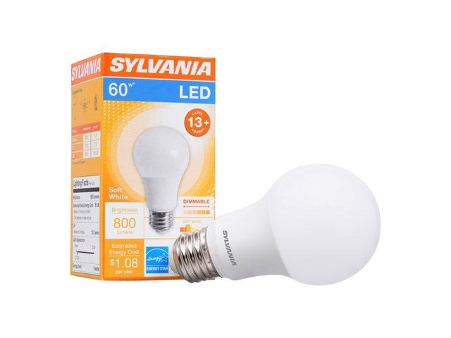 (pack of 3) Sylvania LED Light Bulb, 60 watt equivalent A19, Soft White, Dimmable, 9 watt, 800 lumen