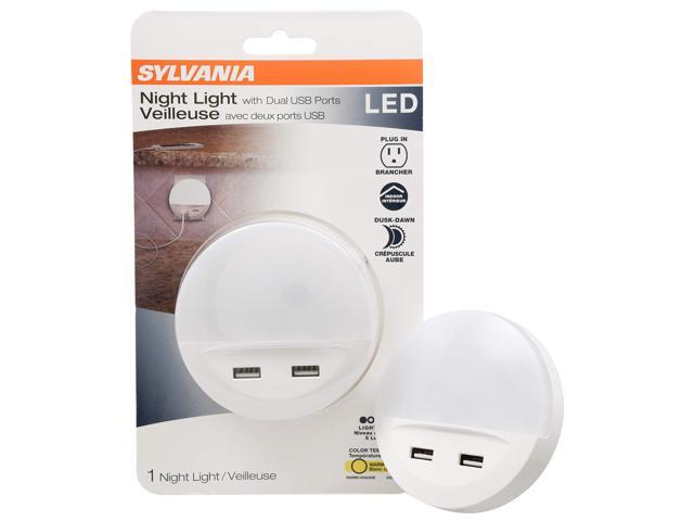 (5 pack) SYLVANIA LED Night Light with Dual USB Ports, Automatic Dusk to Dawn sensor, plug-in LED NightLight