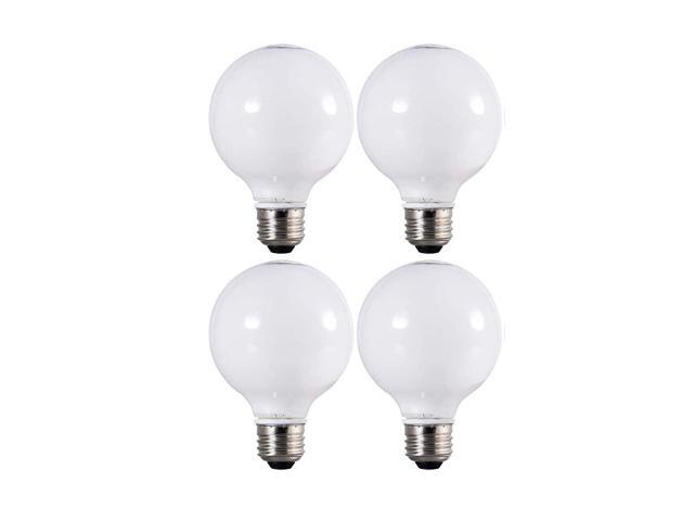 (4 bulbs) Sylvania 40472 LED Frosted Glass Globe, 60 watt equivalent, G25 Medium Base LED Light Bulb Made in the USA