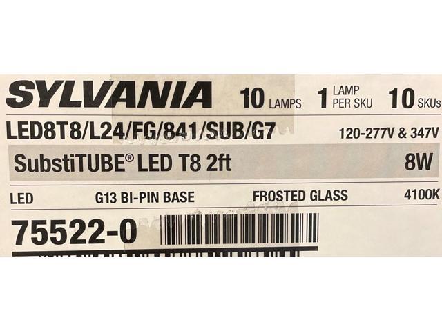 (pack of 10) Sylvania SubstiTUBE LED T8 2-foot Fluorescent tube replacement LED Light Cool White 4100K