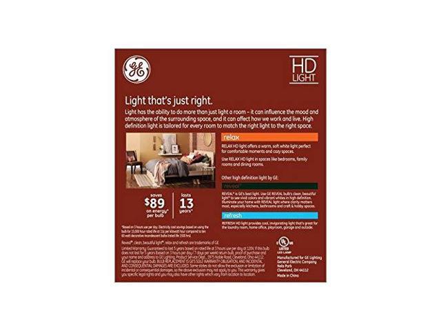 GE Relax 3-Pack 60 W Equivalent Dimmable, Soft White Ca12, Candelabra base, 5.5 watt 500 lumen, LED Light Fixture Light Bulbs