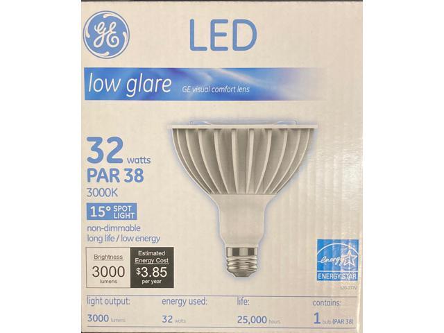 (6 bulbs) GE 20109 LED PAR38 Narrow Beam LED lamp, 3000 Lumens, 32 watts, 3000K warm white, spot light, wet rated