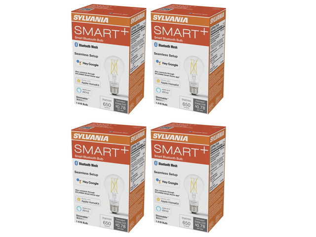 (4 bulbs) Sylvania Smart+ LED Smart Bluetooth A19 light Bulb, Seamless Setup, Works with Google, alexa, AppleHomeKit, No hub required, 2700K, LED...