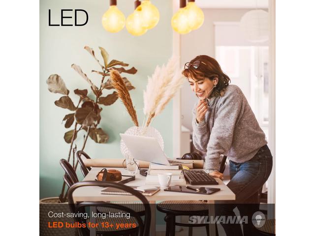 LEDVANCE Sylvania LED Vintage Filament G30 Globe Light Bulb, 60W = 6.5W, Medium Base, Dimmable, Amber Glow - 2 Pack (40191)