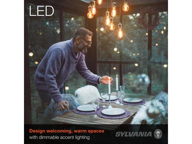 LEDVANCE Sylvania LED Vintage Filament G30 Globe Light Bulb, 60W = 6.5W, Medium Base, Dimmable, Amber Glow - 2 Pack (40191)