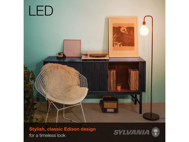 LEDVANCE Sylvania LED Vintage Filament G30 Globe Light Bulb, 60W = 6.5W, Medium Base, Dimmable, Amber Glow - 2 Pack (40191)