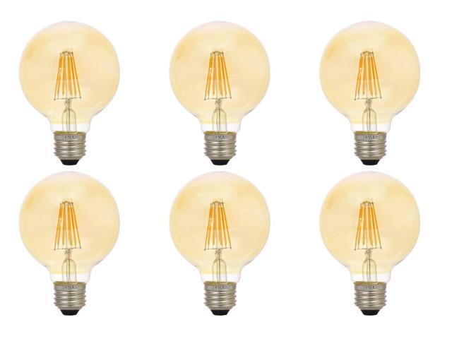 (6 bulbs) Sylvania 40069 LED Vintage G40 Globe, Amber Glow, 60 watt replacement using only 6.5 watts, 650 lumens, Dimmable
