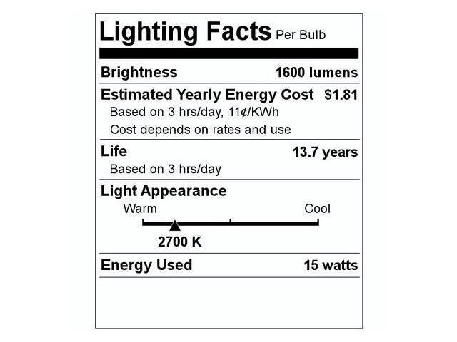 (2 bulbs)GE brightstik 15 watt LED, medium base, 1600 lumens LED Bright Stik, 2700K Warm white