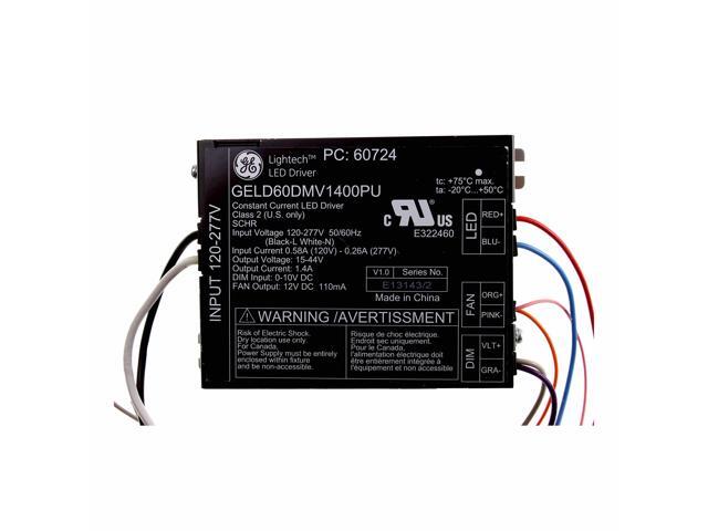 GE GELD60DMV1400PU 60724 Constant Current Led Driver, 120/277V, 15-44V, 1.4A, Lightech LED driver