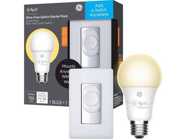 (case of 3 kits) C by GE Wire-free Switch Starter Pack with Soft White LED A19 Smart Bulb Starter kit, C by GE, wire-free switch and LED Light bulb...