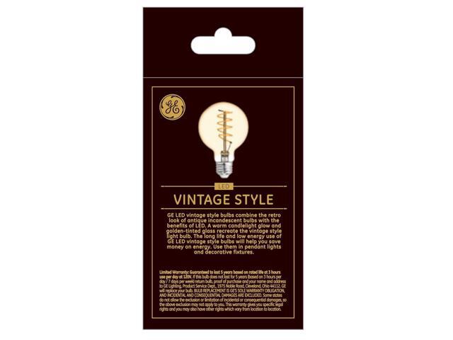 GE 36731 Vintage Style LED Light Bulb, G25 Globe, Amber finish, Meandering Spiral filament, medium base, Dimmable