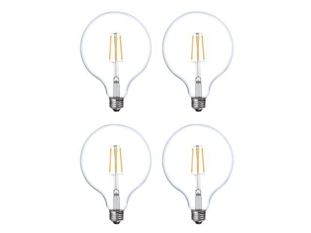 (4 bulbs) GE 41857 relax LED G40 Globe HD Light, 60 watt replacement using only 6 watts, 500 lumens, soft white, dimmable LED Light Bulb