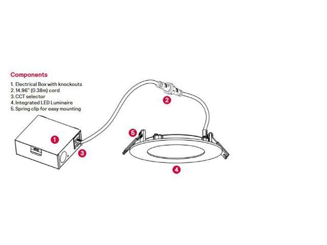 Philips Lightolier FD6R LED Flat Downlight dual select, CCT selector (2700K, 3000K, 3500K, 4000K & 5000K) and Lumen selector, 6 inch round LED...