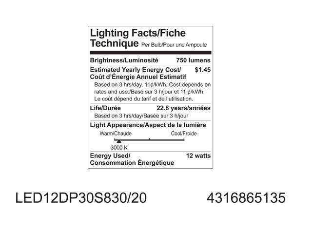 GE Lighting 65135 Energy Smart LED 12-Watt (60-watt replacement) 750-Lumen PAR30 Spot Light Bulb with Medium Base, 1-Pack
