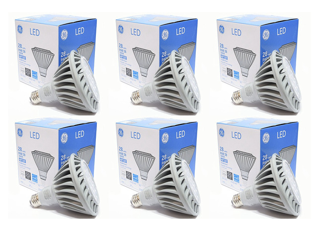 (case of 6) GE 25953 LED PAR38 Flood Light, 28 watt, 2400 lumens, 3000K, LED Light Bulb, LED28P38S830/40
