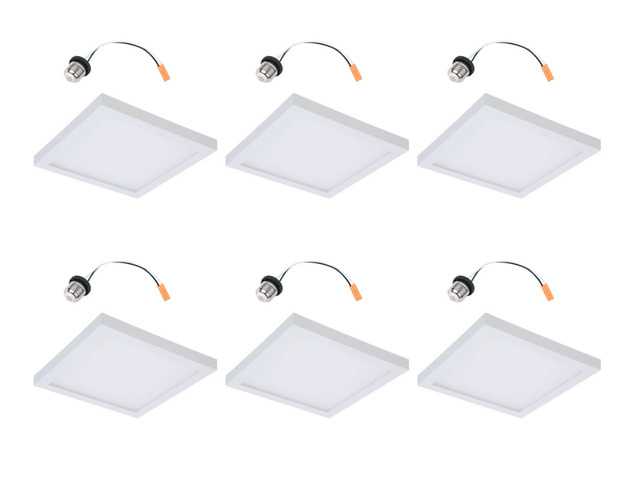 (case of 6) Halo SMD 4 in LED Square Surface Mount, white, Dimmable LED Recessed Retrofit Downlight (Fits 4 inch Housing Diameter), SMD4S6930WH
