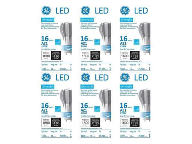 (case of 6) GE 92498 LED A21 OmniDirectional, GU24 base, 2700K Soft White cozy and warm, 16 watts, 1600 lumens, White finish, LED Light Bulb