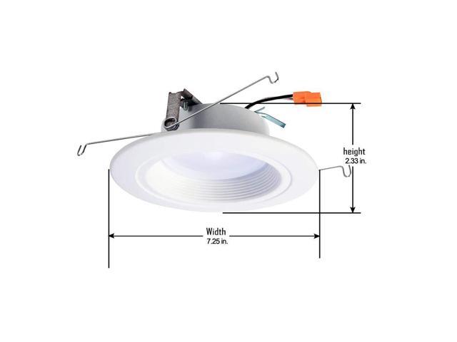 (4 pack) HALO Recessed RL560WH6935R 5' or 6' Integrated LED bulb with Recessed White Trim, 3500K Soft White, 735 lumens, wet rated for shower use,...