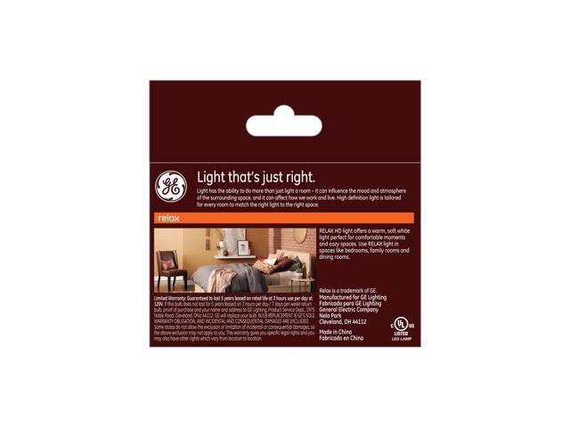 (2 bulbs) GE 42290 relax LED Soft White, Dimmable G16.5 Globe Light Bulb, 40 watt replacement using only 4.5 watts, 360 lumens, candelabra base