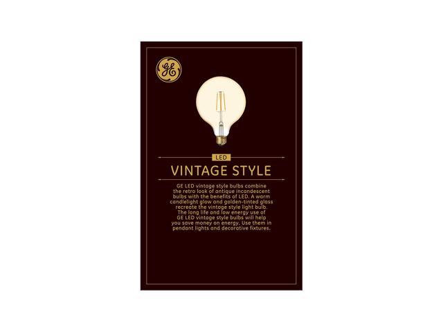 GE Lighting 42184 Vintage LED G40 Light Bulb, Dimmable, 5.5 watts (60-Watt Replacement), 400 lumens, Medium Base, 1-Pack, Amber Glass