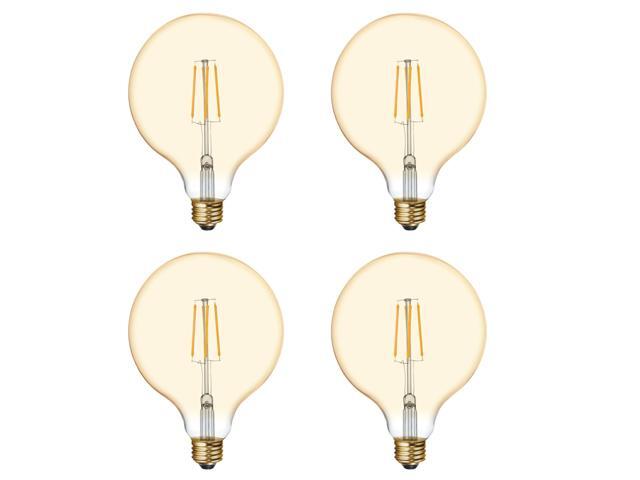 (case of 4) GE 42184 Vintage LED G40 Light Bulb, Dimmable, 5.5 watts (60-Watt Replacement), 400 lumens, Medium Base, Amber Glass