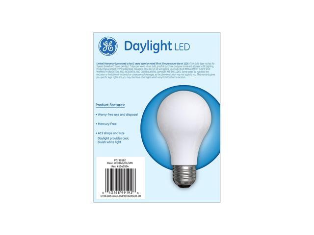 (12 bulbs) GE Lighting 99192 Daylight Classic Shape A19 LED 8 watts (60 Watt Replacement), 760-Lumen, Medium Base, Frosted Daylight, LED Light Bulb