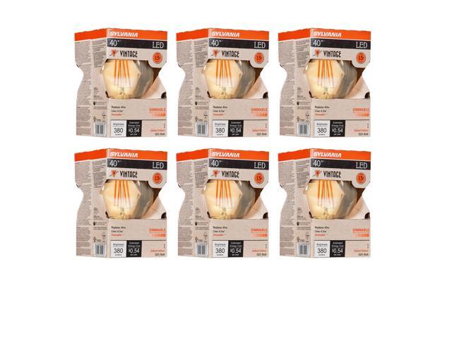 (6 bulbs) SYLVANIA LED Vintage G25 40W Equivalent, Efficient 4.5W, E26 Medium Base, Dimmable 2175K Amber Glow Light Bulb