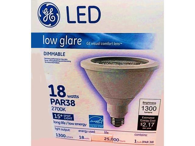 (6 bulbs) GE 94906 Reflector Spot PAR38 LED Light Bulb, 2700K Warm White, Dimmable, 18 watt 1300 lumen LED Light Bulb