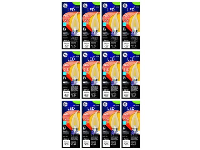 (case of 12) GE Lighting 28479 Bent Tip Decorative LED Chandelier bulb, 40 watt equivalent, medium base, 300 lumens soft white