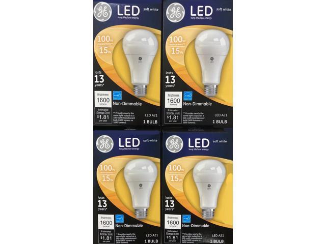 (pack of 4) GE Lighting 65729 LED Light Bulb A21, 100 watt equivalent, Soft White