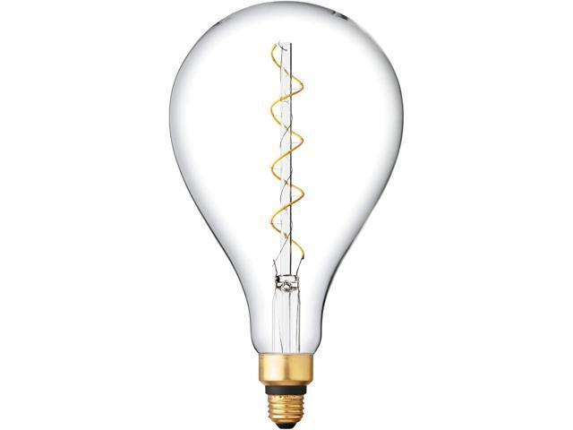 GE Large Vintage Warm Candle Light LED PS52, 6.5 watt, 350 lumen, Clear Glass, Dimmable, LED PS52 Light Bulb, Spiral filament, Medium Base,...