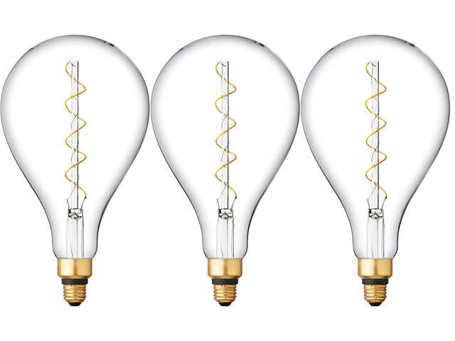 (case of 3) GE Large Vintage Warm Candle Light LED PS52, 6.5 watt, 350 lumen, Clear Glass, Dimmable, LED PS52 Light Bulb, Spiral filament, Medium...