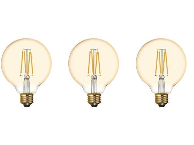 (case of 3 bulbs) GE Lighting Vintage Style LED G30 Globe Light Bulb, 5.5 Watts (60 Watt Equivalent) Warm Candle Light, Amber Glass, Medium Base,...
