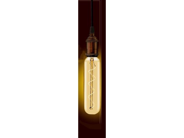 GE Large Vintage Style LED T20, 6.5 watt, 350 lumen, Amber Glass, 2000K Warm CandleLight, Spiral Filament, dimmable 40W Replacement LED T20 Tubular...