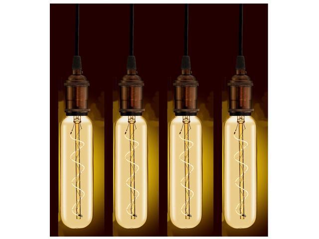 (case of 4) GE Large Vintage Style LED T20, 6.5 watt, 350 lumen, Amber Glass, 2000K Warm CandleLight, Spiral Filament, dimmable 40W Replacement LED...