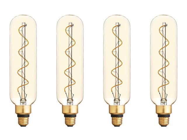(case of 4) GE Large Vintage Style LED T20, 6.5 watt, 350 lumen, Amber Glass, 2000K Warm CandleLight, Spiral Filament, dimmable 40W Replacement LED...
