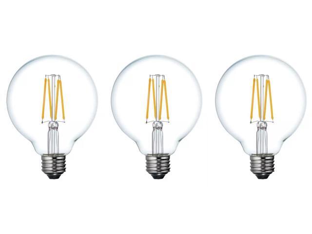 (3 bulbs) GE Relax LED G30 Vanity Globe, soft white, 6 watt, 500 lumen, 2700K Dimmable LED Light Bulb, medium base