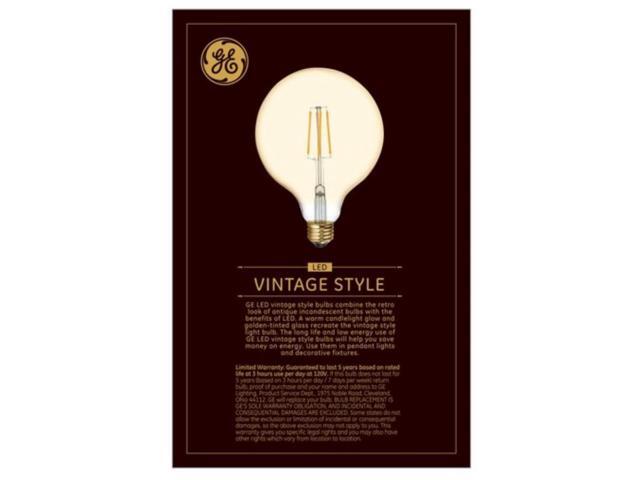 GE Lighting Large Vintage LED G40 Warm Candlelight, Amber Glass, 60 watt equivalent using only 5.5 watts, Dimmable, Medium Base, Vintage Style LED...