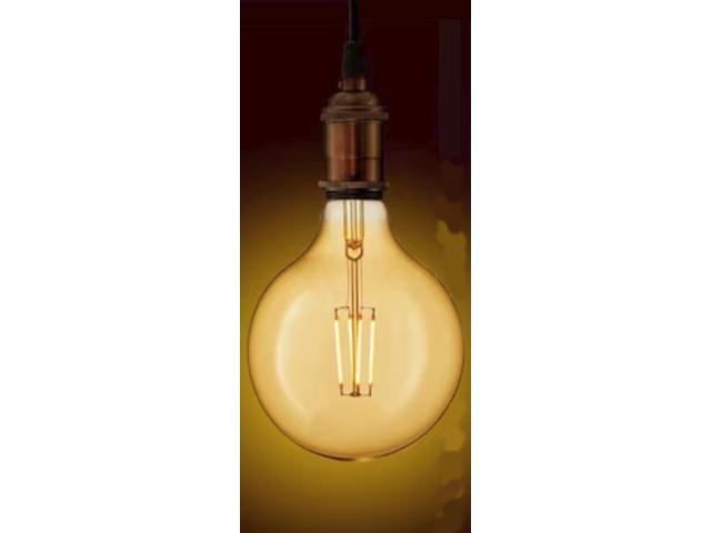 GE Lighting Large Vintage LED G40 Warm Candlelight, Amber Glass, 60 watt equivalent using only 5.5 watts, Dimmable, Medium Base, Vintage Style LED...
