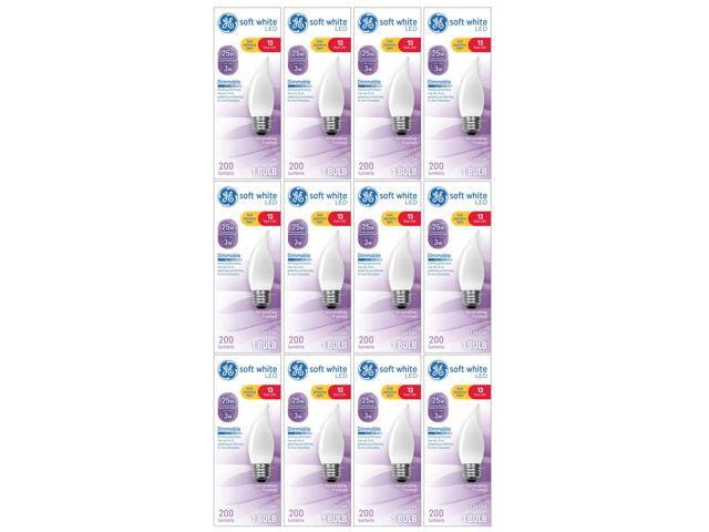 (case of 12 bulbs) GE 35916 LED Decorative Frosted Light Bulb, Dimmable, 25 watt equivalent, 200 lumens, medium base soft white LED chandelier...