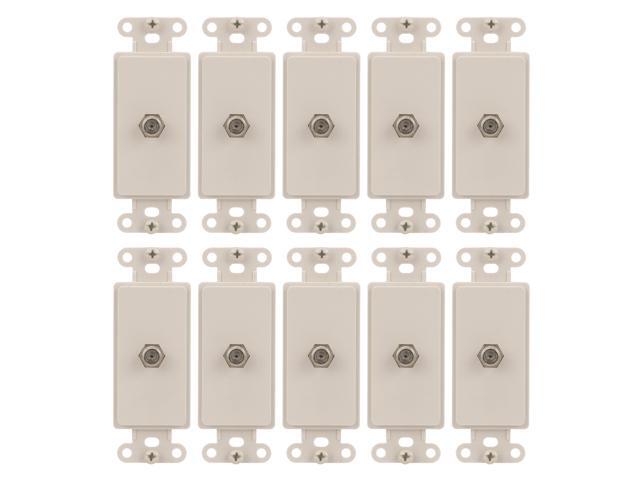 (case of 10) EATON Wiring 2162LA Single Type F Coaxial Adapter with Decorator Insert, Category 3 RJ11, RJ14, Light Almond