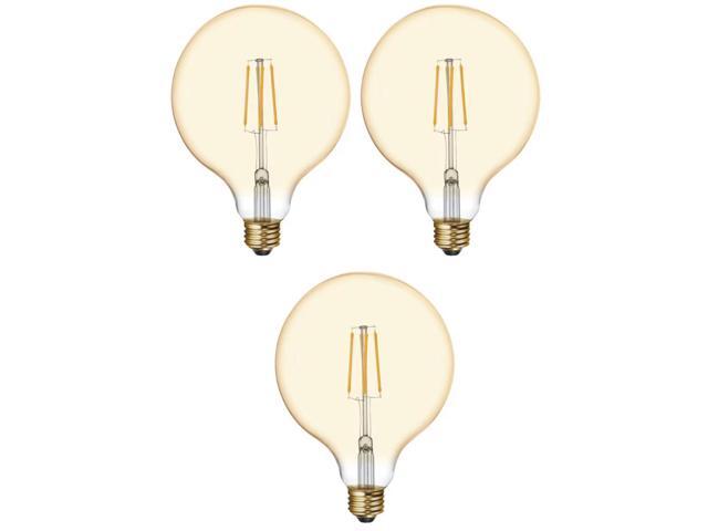 (case of 3 bulbs) GE Lighting 48631 Vintage LED G40 Light Bulb, Warm Candlelight, Amber Glass, 60 watt equivalent using only 5.5 watts, 400 lumens,...